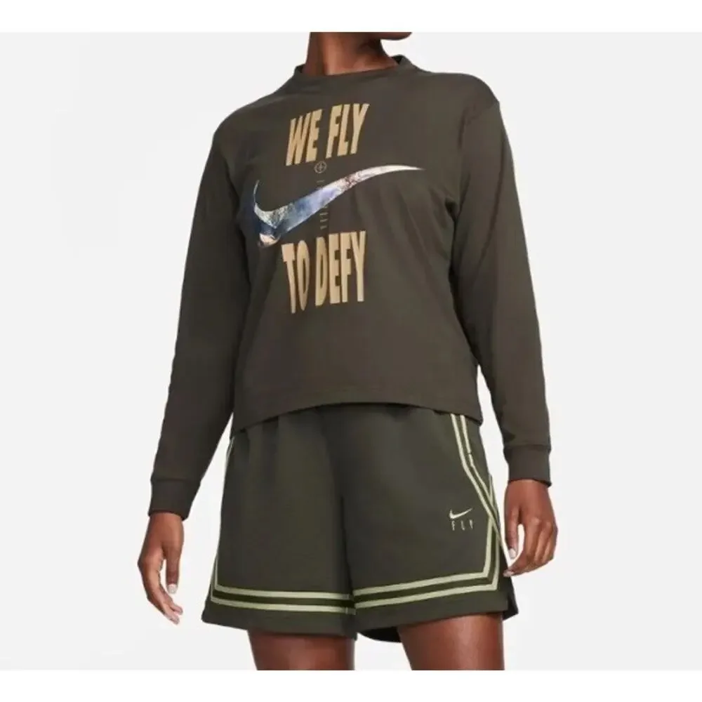 Nike Dri-FIT Swoosh Fly Boxy Sweatshirt Women's DX0726-355 Size XS